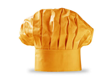 Golden chef hat or toque on white with shadow (clipping path)の写真素材