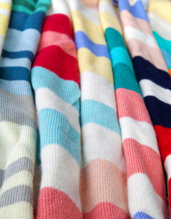 Detail of striped wool scarfes.