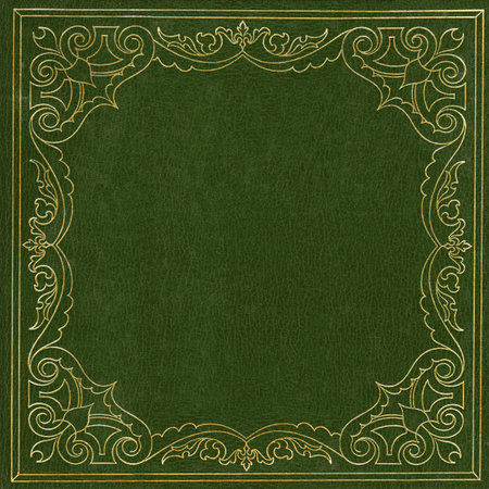 Green and golden leather book coverの写真素材