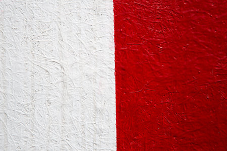 White and red wall background.