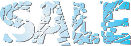 sale text broken apart to look like shattered glassのイラスト素材