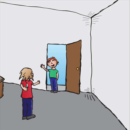 Woman with knife ready to stab annoying neighborのイラスト素材