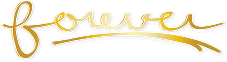 Illustration the Forever word in golden tones over a white backgroundのイラスト素材
