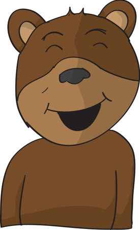 vector cartoon illustration happy smiling brown bear