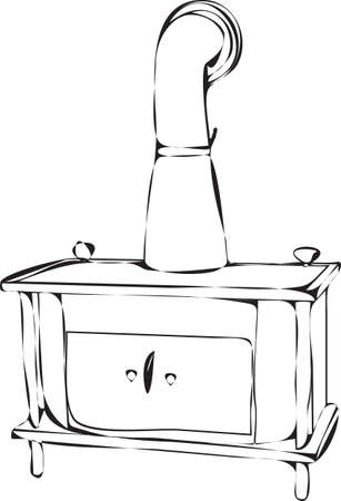 wood burning stove outlinesのイラスト素材