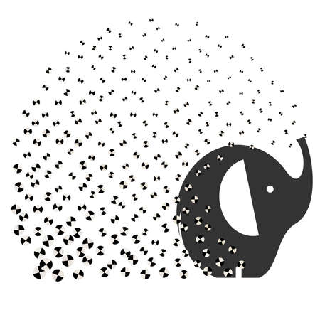 elephant plays with abstract shapesの写真素材