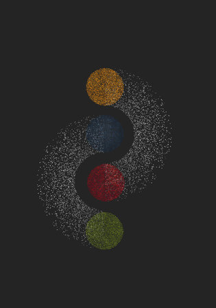 Geometric shapes and small dots. minimalism. halftones.