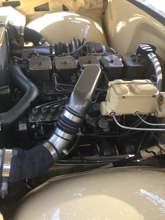 under hood shot of a truck diesel engineの写真素材