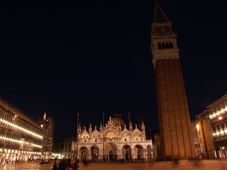 Basilica San Marco at Nightの写真素材