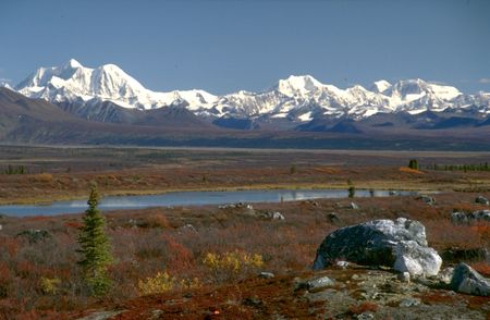 Denali Range from Denali Highway Alaskaの写真素材