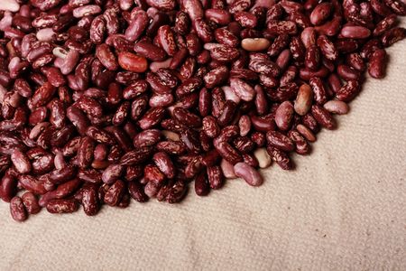 Haricot beans on canvasの写真素材