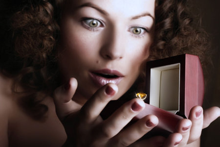 Beautiful woman receives a gift