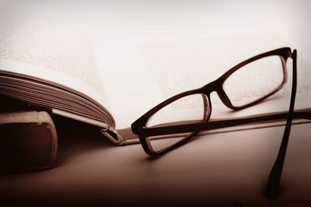 Book and Glasses. Vintage styleの写真素材