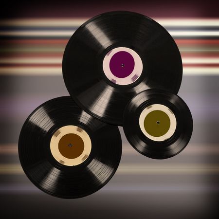 old vinyl records with blank label の写真素材