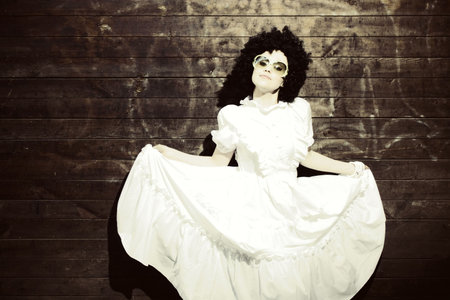 Fashion art photo. The beautiful young girl. Retro styled photoの写真素材