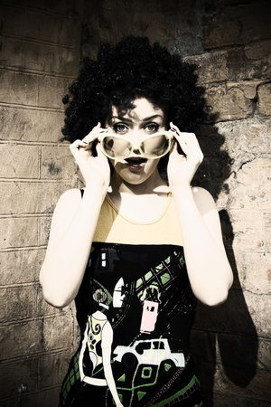 Fashion art photo. The beautiful young girl. Retro styled photoの写真素材