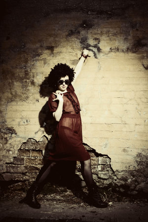 Fashion art photo. The beautiful young girl. Retro styled photoの写真素材