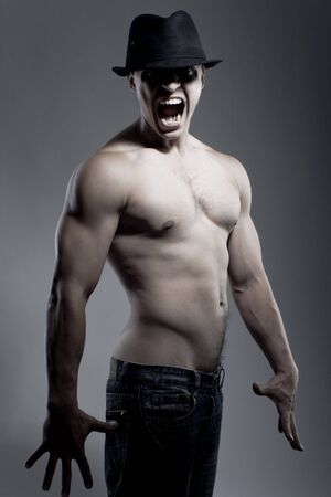 Portrait of  the strong manの写真素材