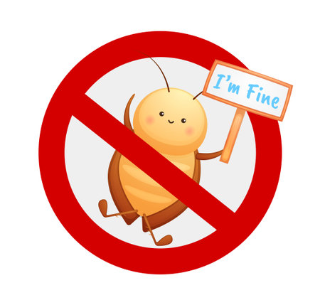 Cute no cockroach sign cartoon character. Premium Vectorのイラスト素材