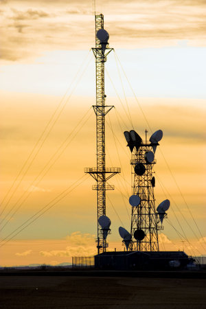Silouette image of an antenna facility