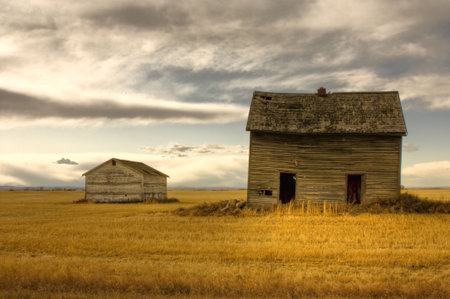 HDR image of abandoned farm houseの写真素材