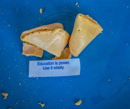 Fortune cookie posits that education is a power to be usedの写真素材
