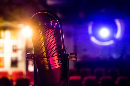 Abstract photo of microphone in a theaterの写真素材