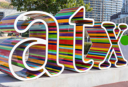 ATX sign in downtown Austin, Texas during the dayのeditorial素材