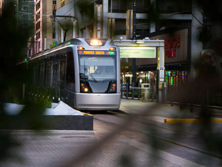 Houston downtown trolley during the day.のeditorial素材