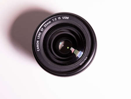 Austin, Texas U.S.A. - March 30, 2021: Photography lens shot from aboveのeditorial素材