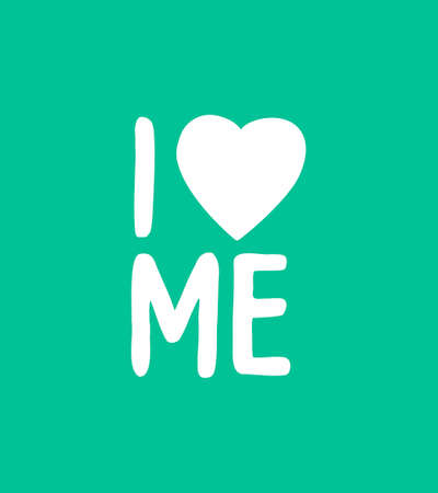 I love me illustration on a mint color used to convey confidence and self love conceptの写真素材