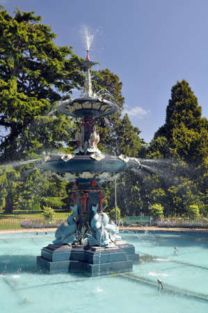 The fountain in the English style Botanical Gardens, Christchurch, New Zealand の写真素材