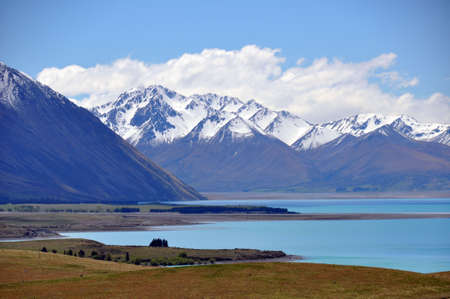 View on the wilderness walk from Mount John to Lake Tepako , New Zealand の写真素材