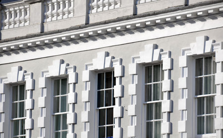 Windows in the old bankの写真素材