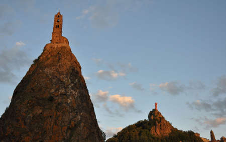 The Chapel built on the top of a needle of volcanic lavaの写真素材