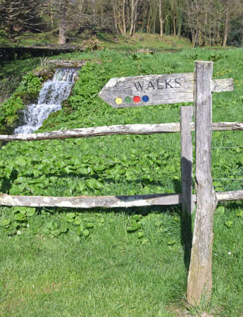colour coded footpath sign in rural locationの写真素材