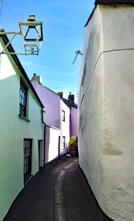 Market Street. Full of old and colourful fishmans and traders cottages in the ancient coastal port of Appledore, in North Devon, Engandの写真素材