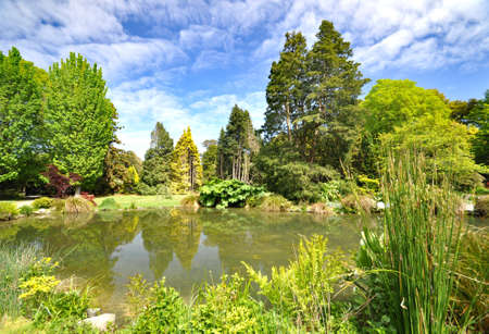 The Rock Garden Lake at the Botanical Gardens in Christchurch, New Zealand.の写真素材