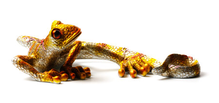 Bright statuette of the lizard isolated on white background