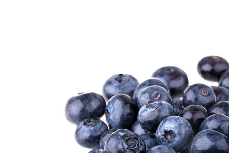 Blueberries, completely isolated on white backgroundの写真素材