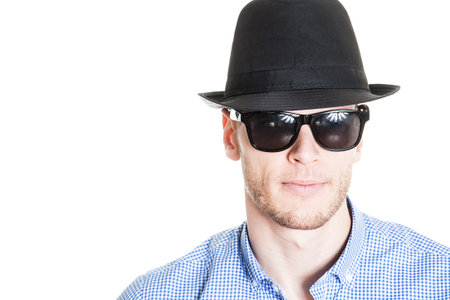 Young detective isolated on white background portrait