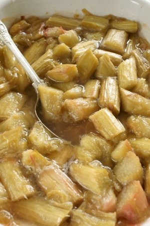 Stewed Rhubarb or Rhubarb baked with sugar and itの写真素材