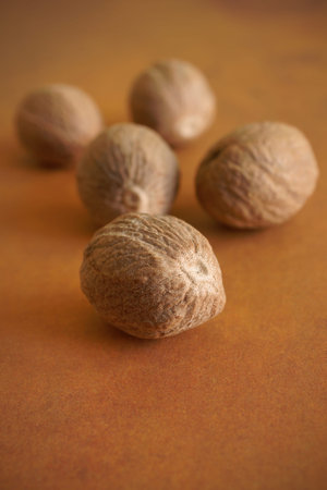 Whole nutmeg a fragrant spice