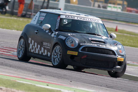 MISANO ADRIATICO, Rimini, ITALY - May 10:  A Mini Cooper S Sv31 
driven By LEONE Matteo (ITA),  the Mini Challenge on May 10, 2014 in Misano Adriatico, Rimini, Italy.のeditorial素材