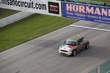 MISANO ADRIATICO, Rimini, ITALY - May 10:  A Mini Cooper S Sv31 
driven By Brena Alessandra (ITA),  the Mini Challenge on May 10, 2014 in Misano Adriatico, Rimini, Italy.のeditorial素材