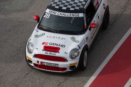 MISANO ADRIATICO, Rimini, ITALY - May 10:  A Mini Cooper S Sv31 
driven By Calcagni Gianluca (ITA),  the Mini Challenge on May 10, 2014 in Misano Adriatico, Rimini, Italy.のeditorial素材