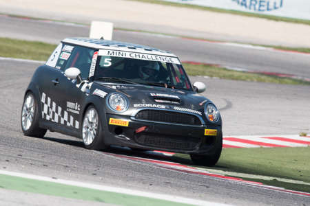 MISANO ADRIATICO, Rimini, ITALY - May 10:  A Mini Cooper S Sv31 
driven By LEONE Matteo (ITA),  the Mini Challenge on May 10, 2014 in Misano Adriatico, Rimini, Italy.のeditorial素材