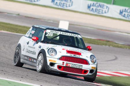 MISANO ADRIATICO, Rimini, ITALY - May 10:  A Mini Cooper S Sv31 
driven By Calcagni Gianluca (ITA),  the Mini Challenge on May 10, 2014 in Misano Adriatico, Rimini, Italy.のeditorial素材