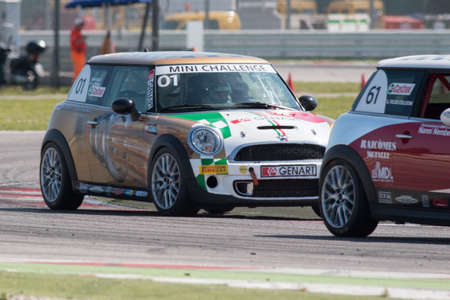 MISANO ADRIATICO, Rimini, ITALY - May 10:  A Mini Cooper S Sv31 
driven By Brena Alessandra (ITA),  the Mini Challenge on May 10, 2014 in Misano Adriatico, Rimini, Italy.のeditorial素材