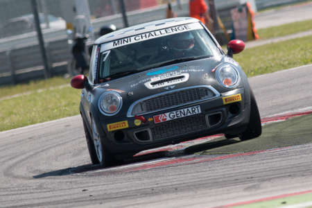MISANO ADRIATICO, Rimini, ITALY - May 10:  A Mini Cooper S Sv31 
driven By GORI Luca (ITA),  the Mini Challenge on May 10, 2014 in Misano Adriatico, Rimini, Italy.のeditorial素材